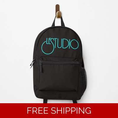 Le Studio Backpack Black Aqua Blue Logo